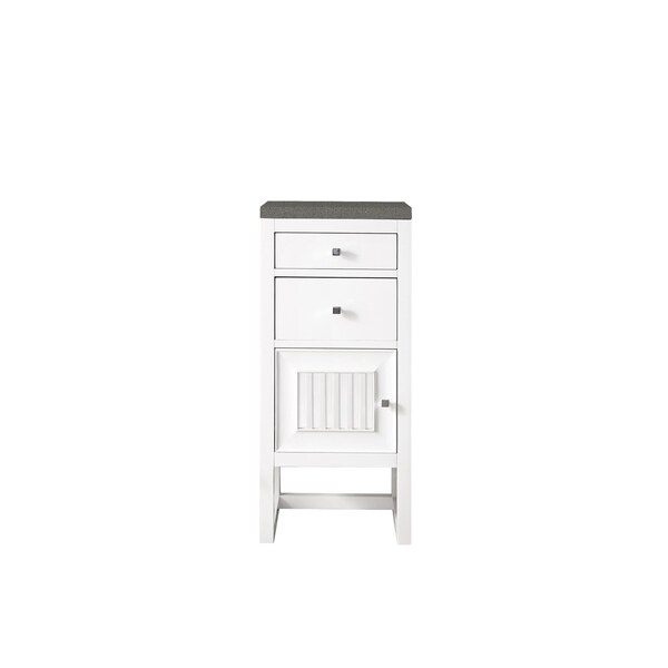 James Martin Vanities Athens 15in Base Cabinet w/ Drawers and Left Door, Glossy White w/ 3 CM Grey Expo Quartz Top E645-B15L-GW-3GEX - main